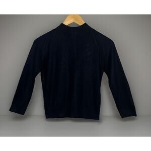 Vtg 60s Bernice Creations Turbo Orlon Acrylic Crop Sweater Navy Back Zipper XS-S